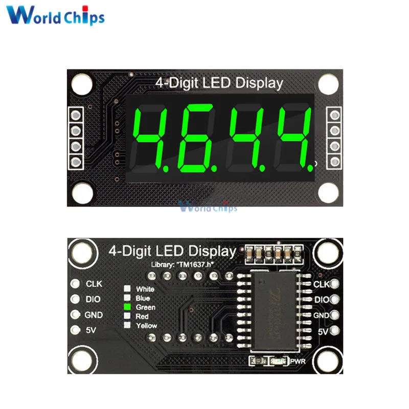 0.36 Inch 0.36" 4-Digit Red/Green/Yellow/Blue/White LED Display Tube Decimal 7 Segments TM1637 Module For Arduino size 30x14mm