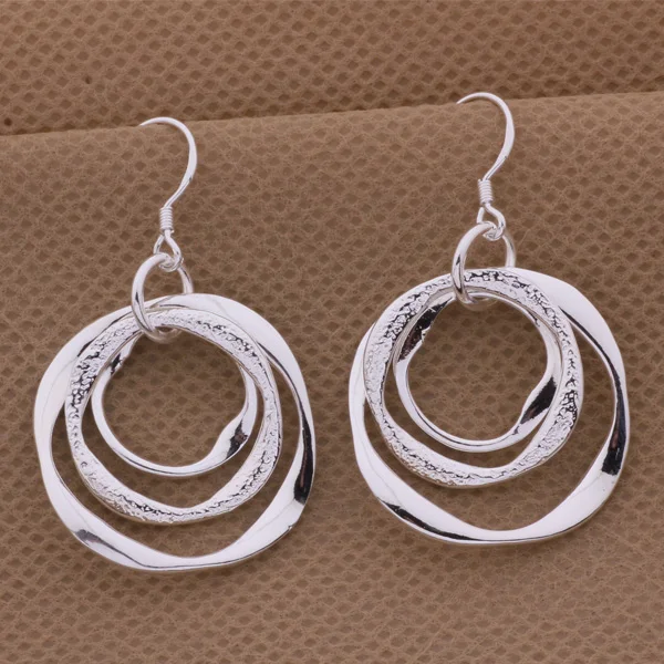 Production hot charm women lady Valentine\'s gift silver color charm Women circles earrings free shipping , jewelry LE008
