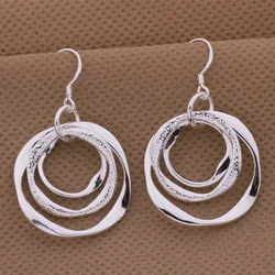 Production hot charm women lady Valentine's gift  silver color charm Women circles earrings free shipping , jewelry LE008