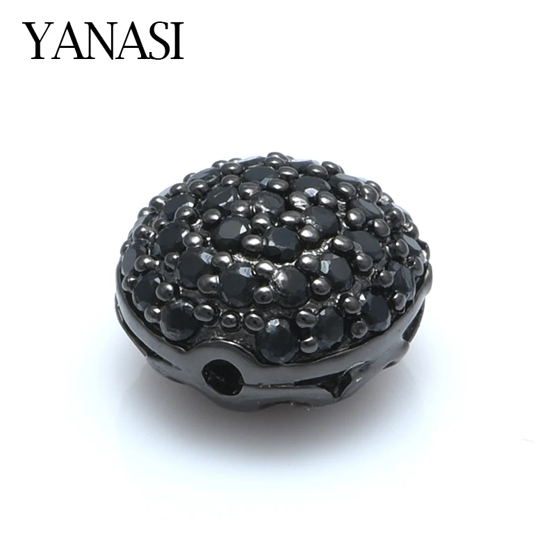 Black Cubic Zirconia Brass Beads for DIY Jewelry Findings Accessories Handmade Naturalstone Man Woman Bracelet Jewelry