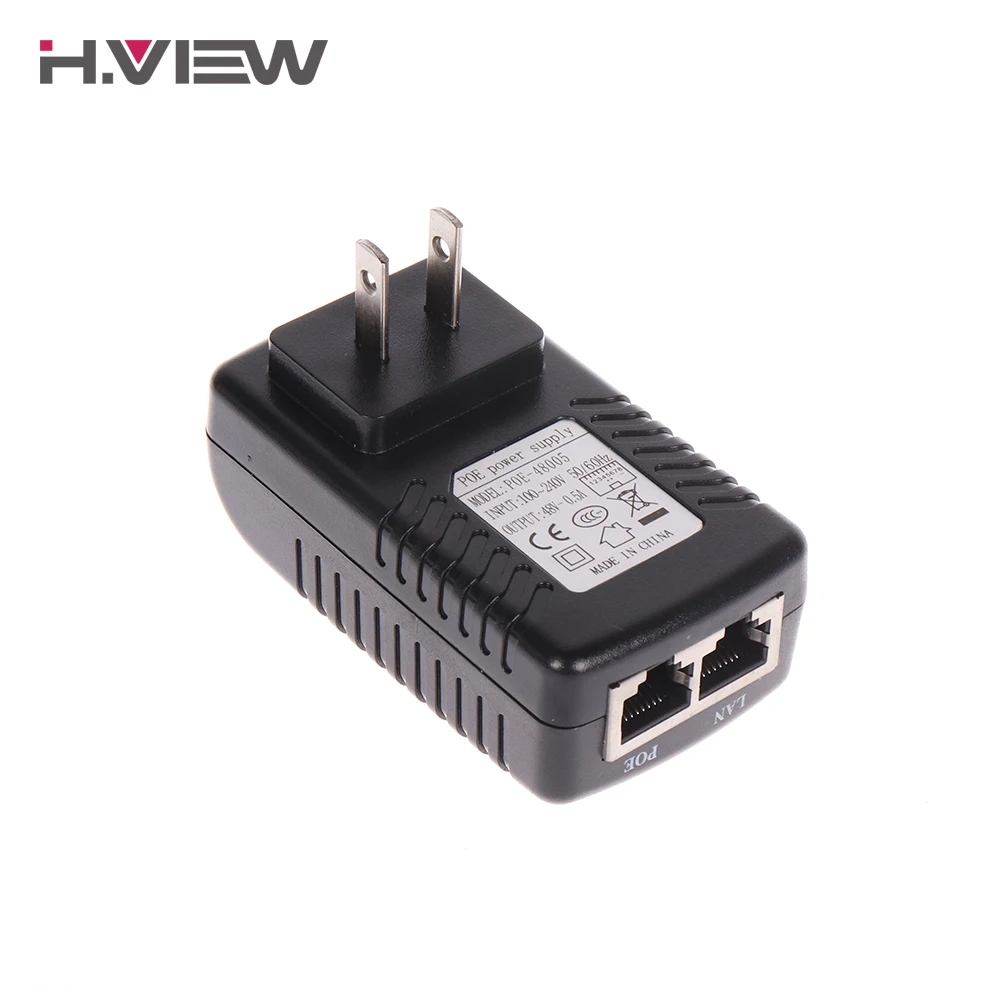 H.VIEW 48V 0.5A PoE Injector 24W PoE Adapter for IP Camera CCTV Plug CCTV Power Supply for Surveillance Camera