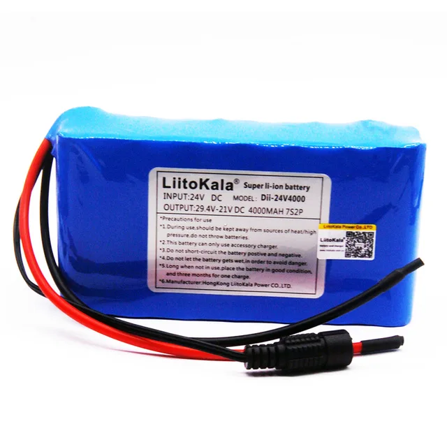 HK LiitoKala 7S2P 24V 4Ah 18650 Battery pack 29.4V 4000mAh Rechargeable Battery Mini Portable Charger For LED/Lamp/Camera