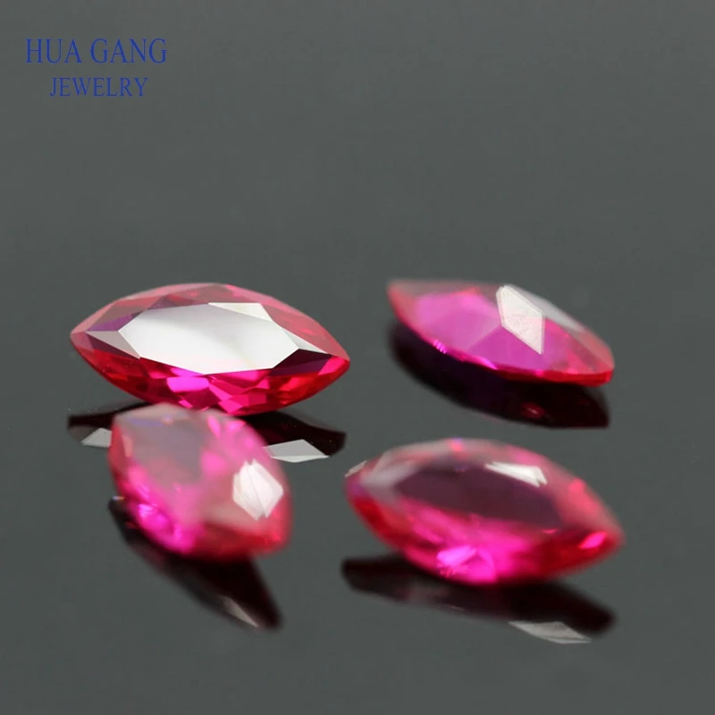 5# Rose Red Marquise Shape Brilliant Cut Synthetic Corundum Stone For Jewelry Size 1.5x3-10x20mm