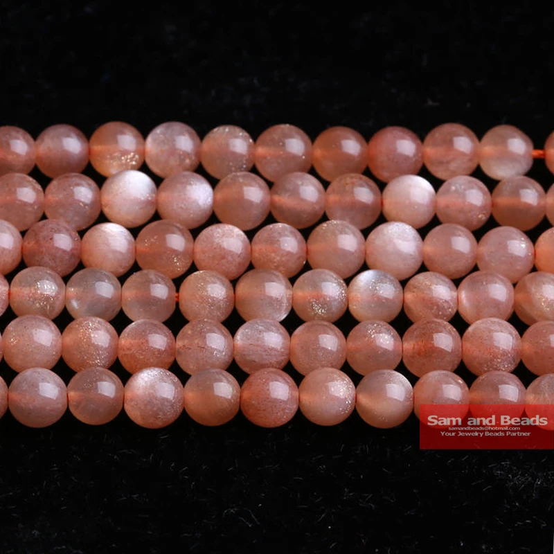 

5A Grade Natural Orange Moonstone beads 4 6 8 10MM pick size for Bracelet Necklace Making OMB20