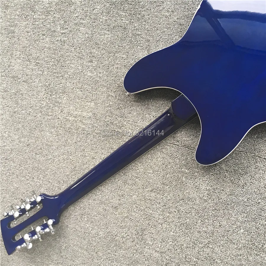 RICK – guitare électrique à 12 cordes avec bouclier bleu doré, vente en gros et au détail en usine, image réelle