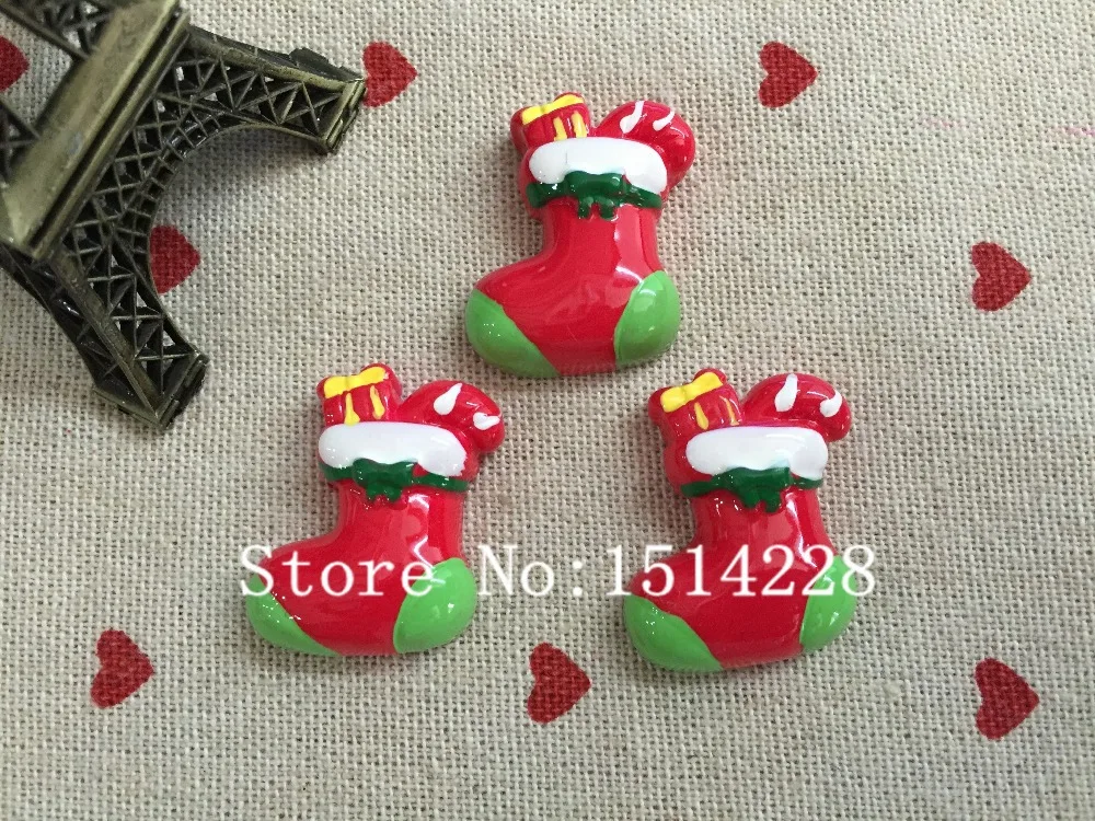 Mina Free shipping! Resin hot and kawaii Christmas socks. Resin Flatback Cabochon for christmas decoration &gift, DIY.26*28mm