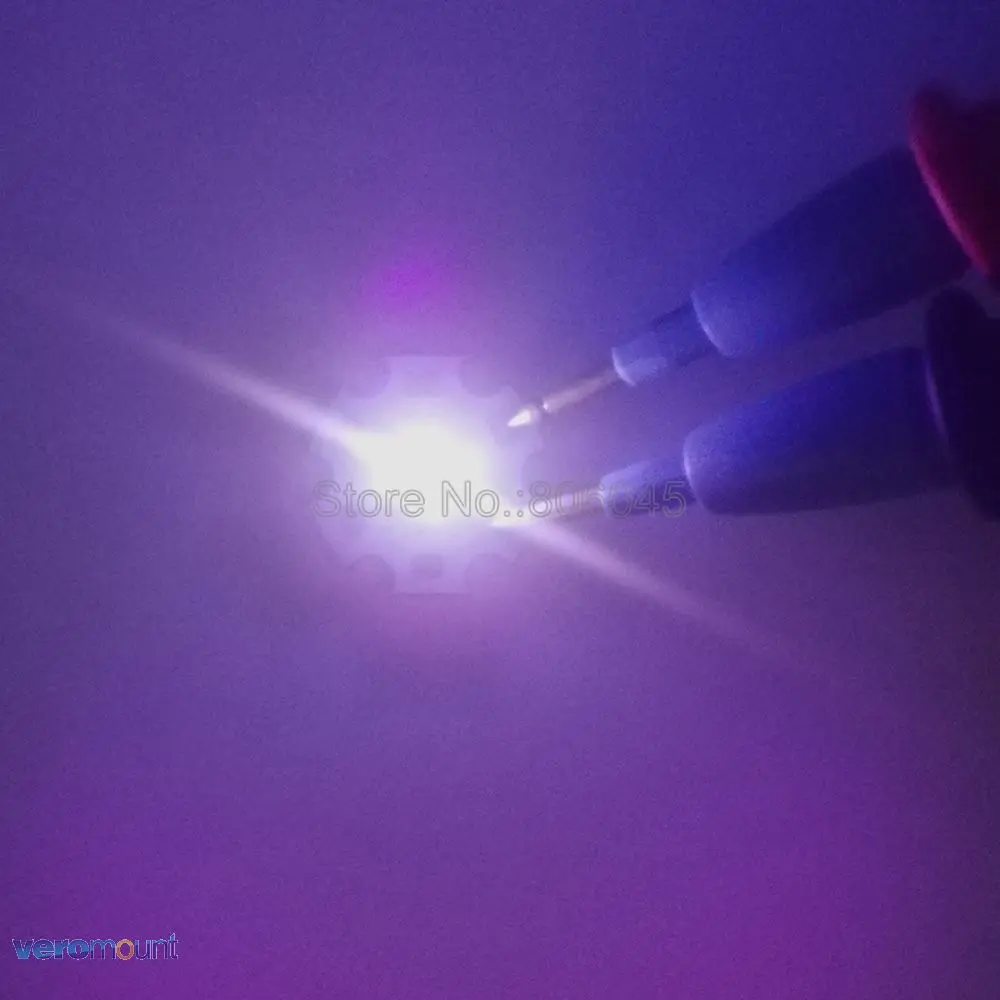 5W 5050 Ultra Violet UV 365nm 380nm 390nm 420nm High Power LED Emitter Bead 2-Chip 3.8-4.2V 350mA-1200mA on 20mm Copper Star