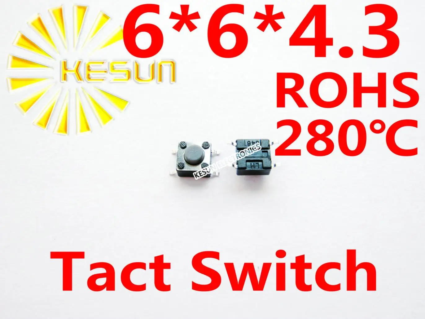 1000PCS 6X6X4.3  SMD Tactile Tact Mini Push Button Switch Micro Switch Momentary ROHS