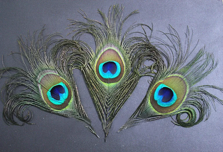 

50Pcs/Lot 12cm length Nature Colour CURLY PEACOCK EYE FEATHERS for Jewelry Accessories