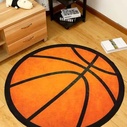 3D Basketball Carpet for Children, Round Bedroom, Personality Computer Desk Chair, Non-Slip Rug