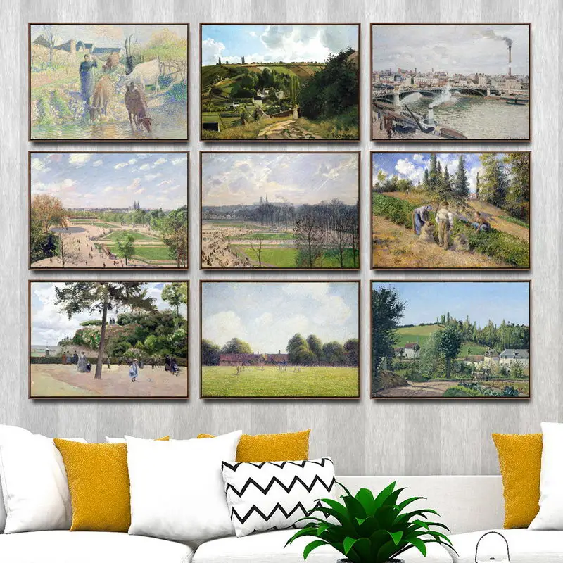 Home Decoration Art Wall Pictures for Living Room Poster Print Canvas Printings Paintingsn French Camille Pissarro Seine River