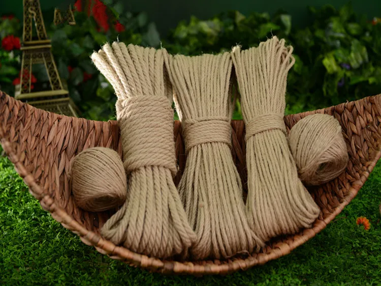 Handmade Retro Hemp Rope Jute Twine Box Wrapping Packaging Cord DIY Packing Crafting Durable Hemp Braided Rope