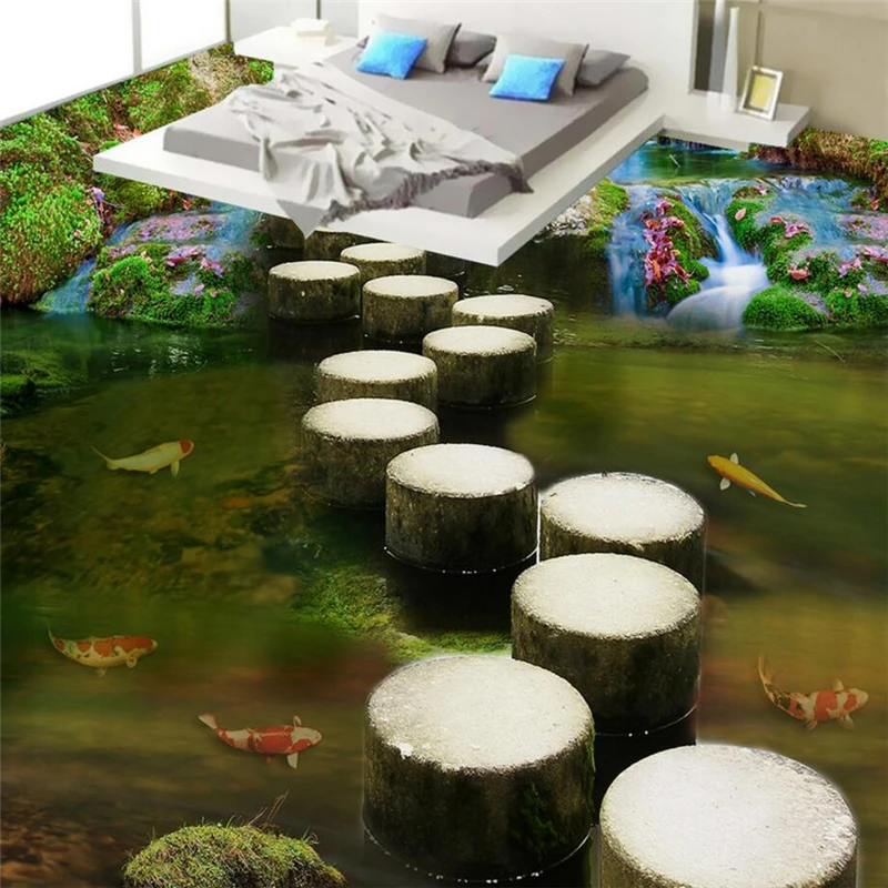 beibehang Summer beach floor floor murals wall stickers 3D wallpaper for living room PVC floor self-adhesive papel de parede 3D