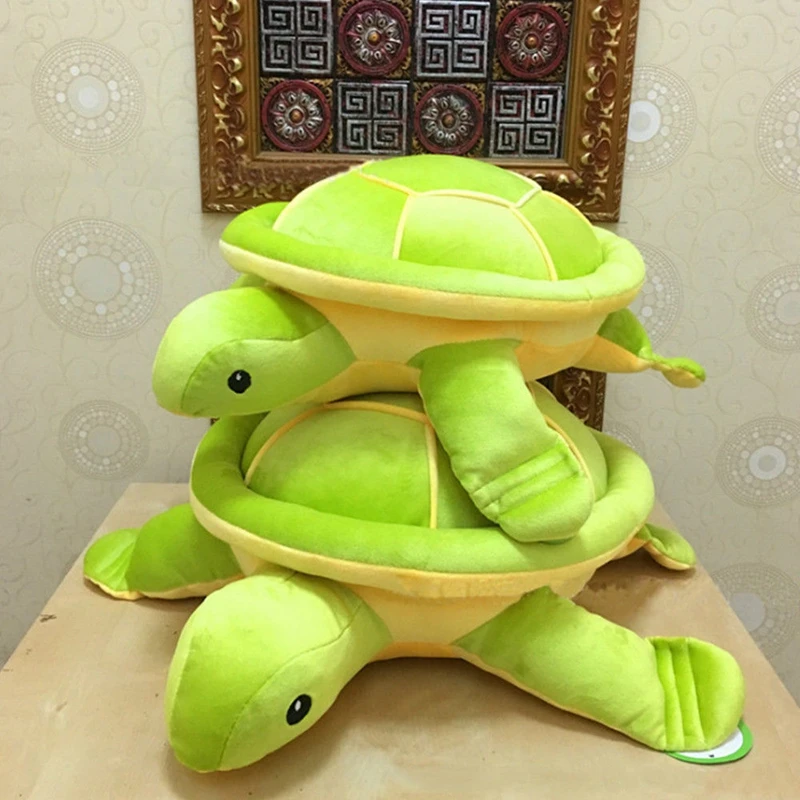 Dorimytrader Kawaii Animal Turtle Plush Toys Big Soft Stuffed Animals Green Tortoise Pillow Doll for Baby Gift 60cm 80cm