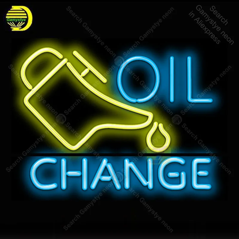 

Oil Change Neon Light Sign Glass Tubes Neon Bulbs Sign Decor Gas Room Window Garage Wall Sign lamps accessories anuncio luminoso