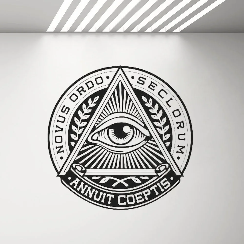 All Seeing Eye Vinyl Sticker Pyramid Eye Wall Decal Illuminati Sign Decals Wall Vinyl Home Decor Living Room Bedroom Mural G381