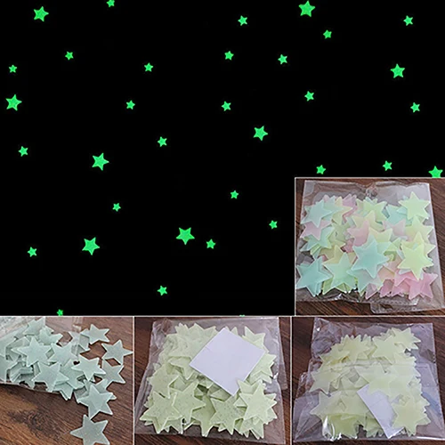 100/40Pcs 3D Glow in the Dark Stars Ceiling Wall  Stickers Cute Living Home Decor Wall Sticker for Kids Room Wall decoration