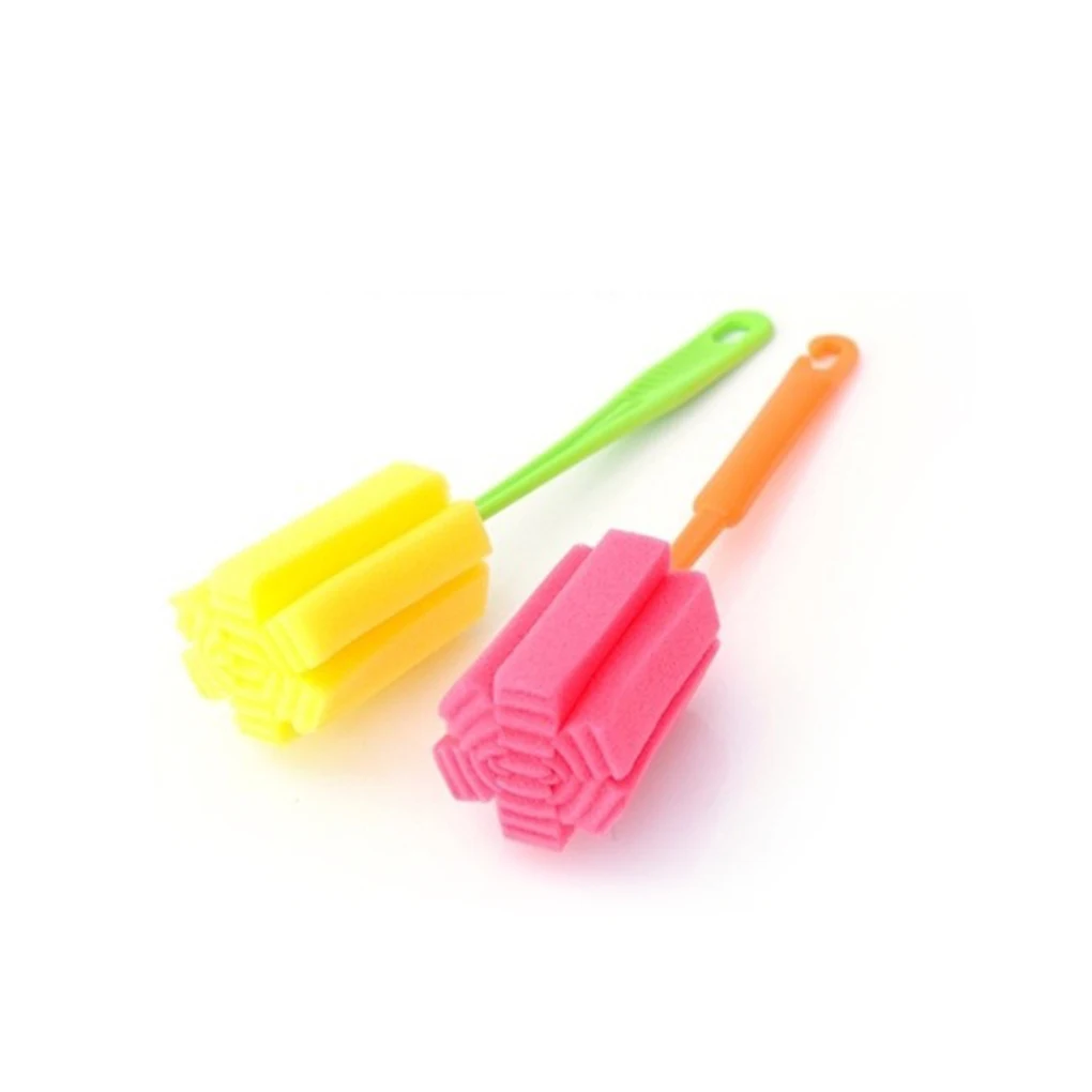 2pcs Sponge Cup Brush PP Plastic Bottle Cleaning Brush Kitchen Cleaner Tools