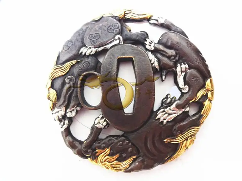 High Quallty Brass Gilt Japanese katana Tsuba WAKIZASHI Sword Accessories-Horse