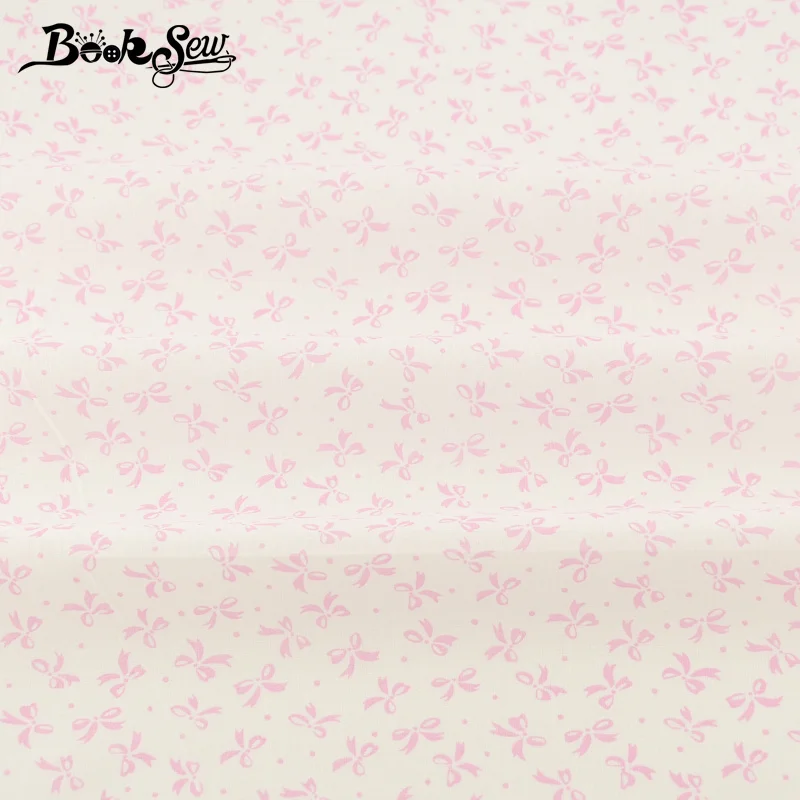 Booksew Cotton Plain Fabric Quilting Fat Quarter Pink Bowknot Design Cloth Sewing Crafts Dolls DIY Patchwork Scrapbooking Tela