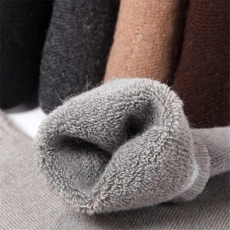 3 Pairs/Lot New Large Size Men's Socks Wool Winter Thick Warm Winter Men's Simple Solid Color extra thick terry Towel Socks 2020