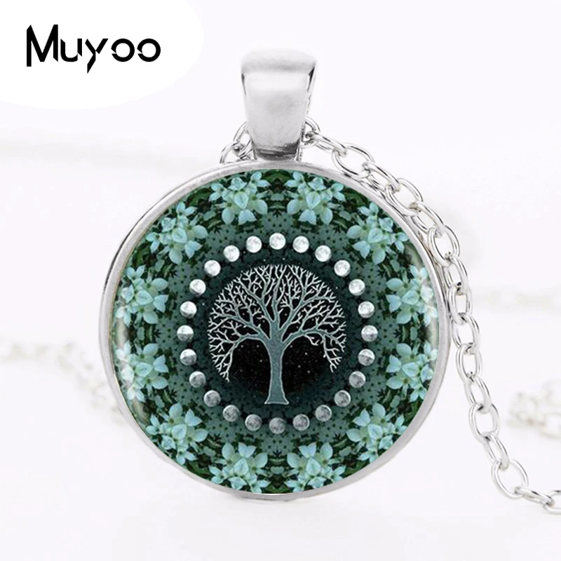 Cicada Tree Flower Botanical Mandala Logo Pendant Necklace Mandala Flower Picture Vintage Necklace Women Jewelry HZ1