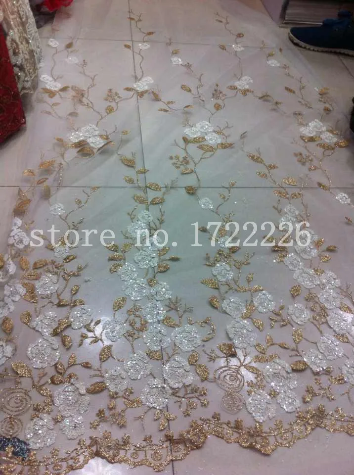 

JL011# champagne gold rose cross lace plant lace sequin lace shining glued lace for sawing/wedding /veil,send by dhl