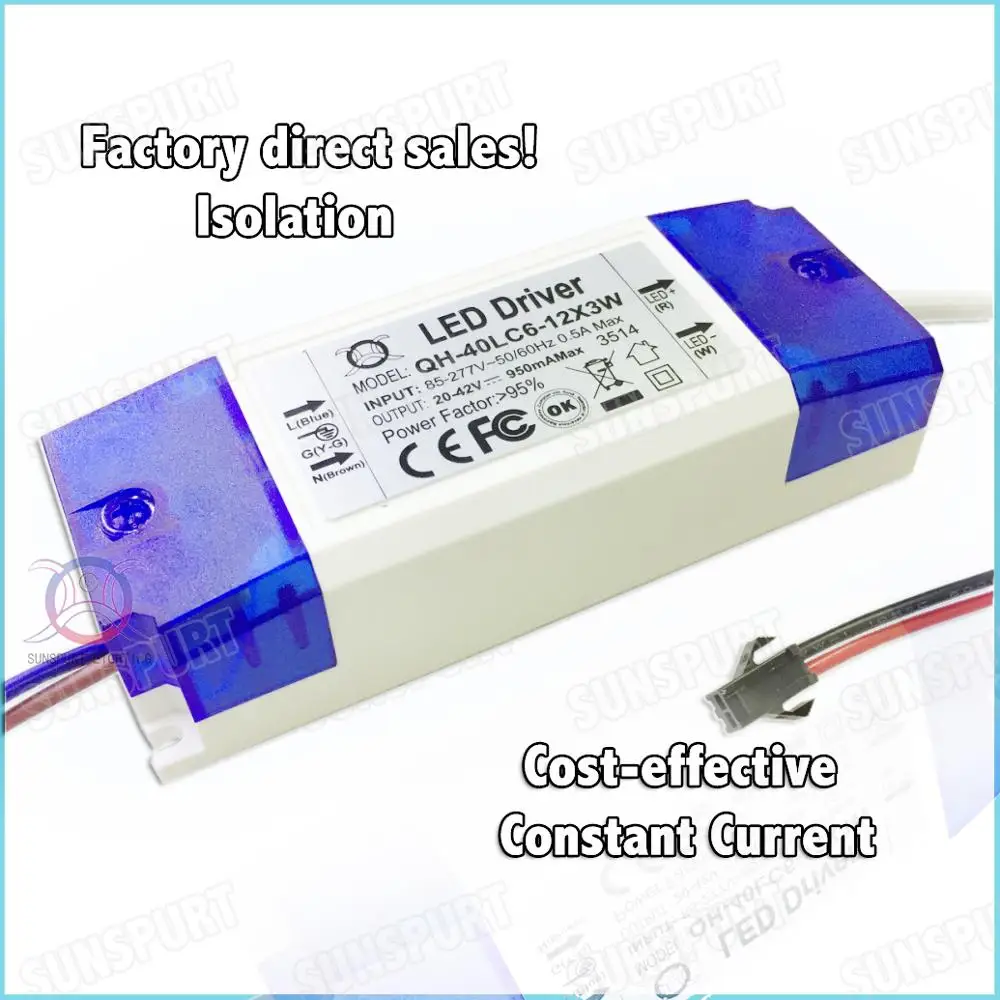 3 Pcs By TUV-CE Box 40W AC85-277V LED Driver 6-12Cx3B 900mA DC18-40V Constant Current No Flicker For LED Spotlight Free Shipping