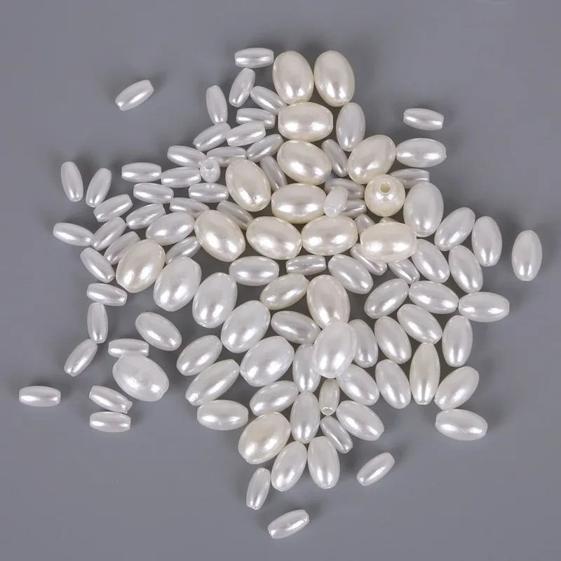 50pcs-200pcs White Ivory Rice Oval ABS Imitation Pearl Beads Acrylic Plastic Loose Spacer Ball DIY Beads for DIY Charms Jewelry