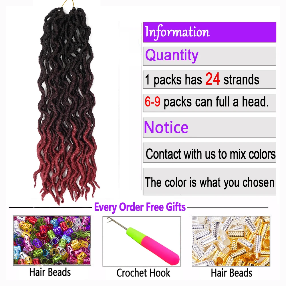 Godess-extensiones de cabello sintético para mujeres negras, trenzas de ganchillo Natural suave de 20 pulgadas, pelo prerizado a granel