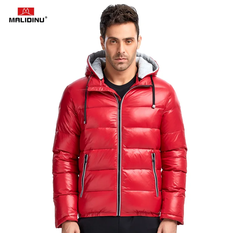 

MALIDINU Down Jacket Men Brand Winter Warm Down Coat Thick Winter Jacket Hooded Red Duck Down Jacket Men Sports Warm Jacket -30C