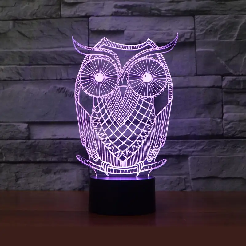 Owl  Remote Control 3d Lamp 7 Color Touch Led Visual Light  Luminaria De Mesa Led Night Light Veilleuse Enfant 3d Light Fixtures