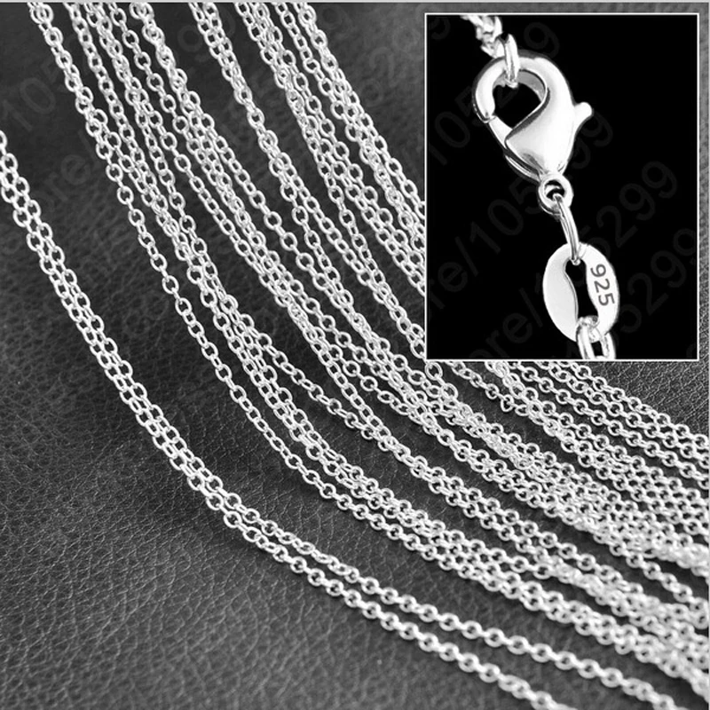 Wholesale 100pcs/Lot Bulk Silver Color 1mm Link Rolo Chains Necklace 16