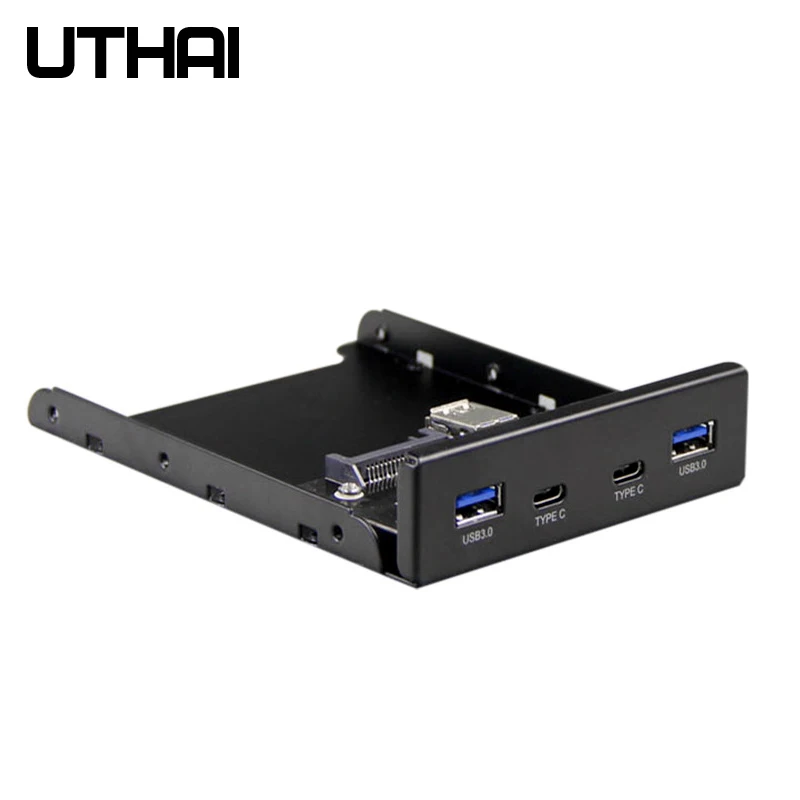 UTHAI G07 4 Ports multi Type-C USB 2.0 USB 3.0 Hub Bracket Adapter for Desktop 3.5 Inch Floppy Splitter Front Panel Combo