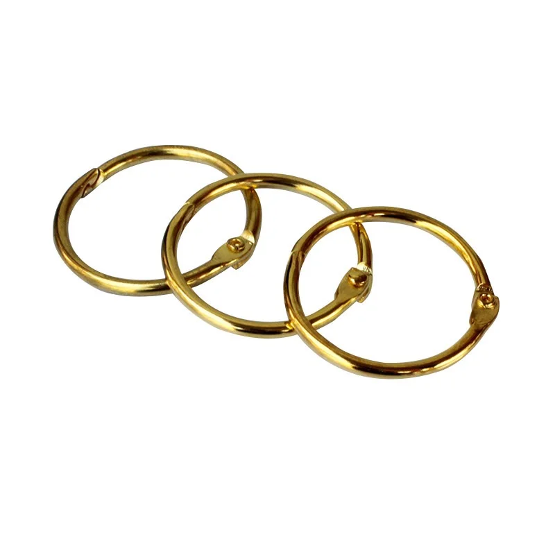 10Pcs 32mm Golden Metal Loose Leaf Book Binder Hinged Rings Album Ring Scrapbook Binders Craft Ring For Photo Album Circle Clips