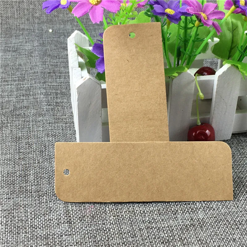 

200Pcs/Lot 12x4cm Brown Hanging Head Tags Kraft Paper Cards Price Gift Tag Lip-deep Packaging Jewelry Box Bags Craft DIY Labels