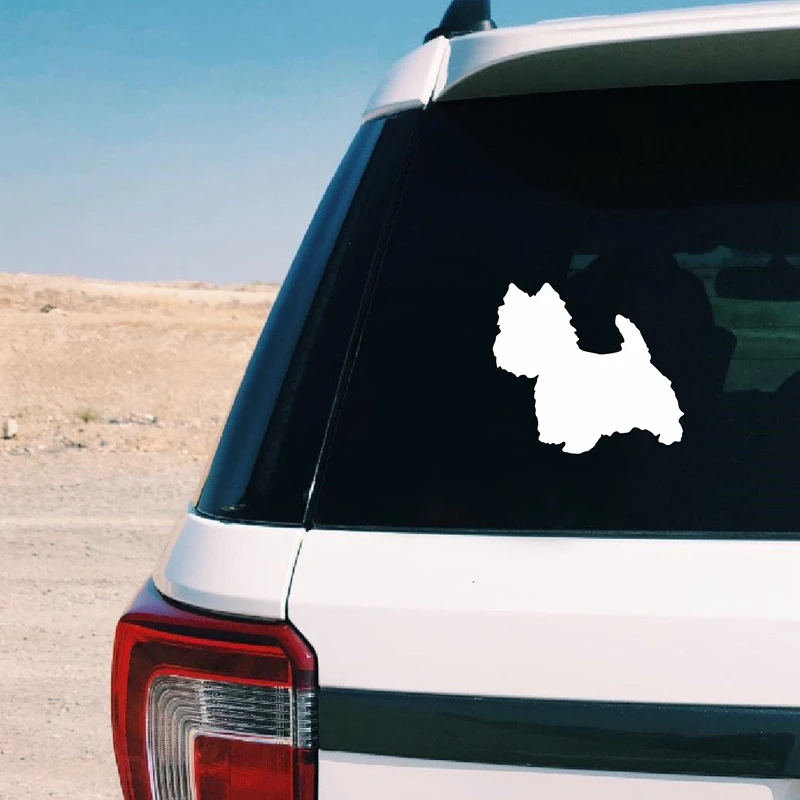 Cute Westie Silhouette Decal Cutom Dog Name Vinyl Sticker, Personalized Pet Dog Westie Art Decals Car Window Laptop Decor