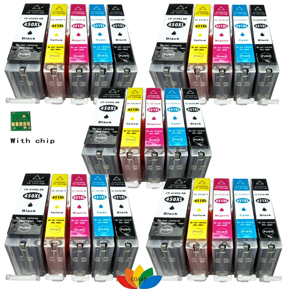 

25pcs Compatible ink cartridge Canon PGI-450 CLI-451 PIXMA MG5440 MG5540 MG5640 MG6340 MG6440 MG6640 MG7140