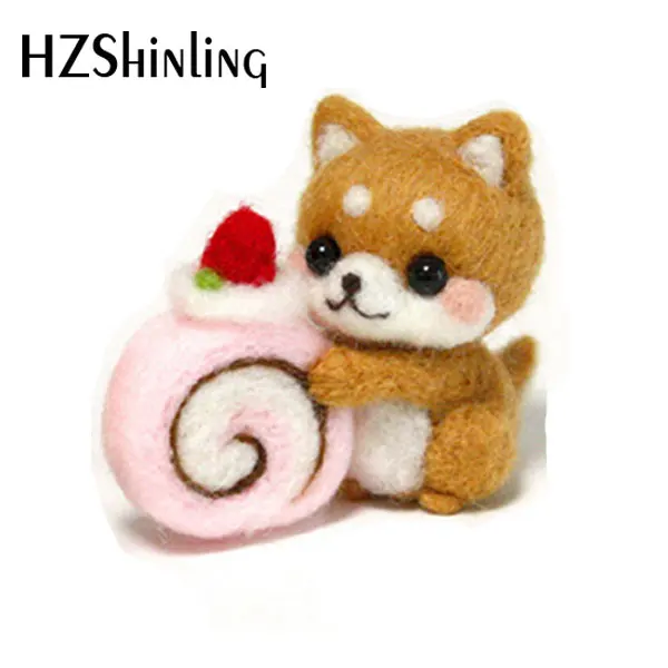 Non-Finished Felt Kit Girl Naughty Cute Dog Pets Handmade Toy Doll Wool Felt Poked Kitting Non-Finished DIY Wool Felting Package