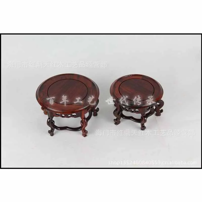 Factory direct supply of mahogany wood carving craft ornaments carved wooden pallet base set of two circular base