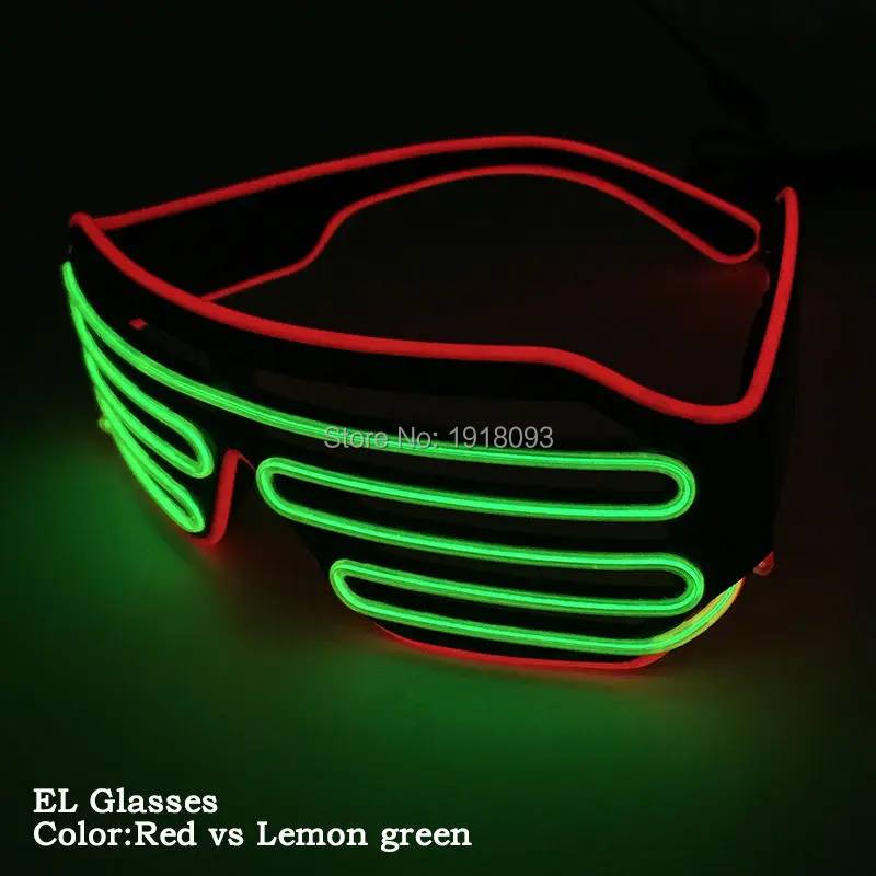 

New design 16 Style DC-3V Steady on Doublue Color EL Wire Shutter Glasses Flexible Neon Light Party Novelty Lighting