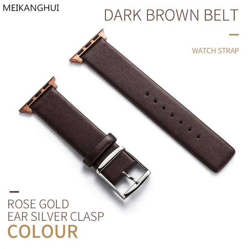 

MEIKANGHUI Classic Brand Leather Watch Band for Apple Watch iwatch 38/42mm Series 1 2 3 Men's Women's Wrist Watch Bracelet