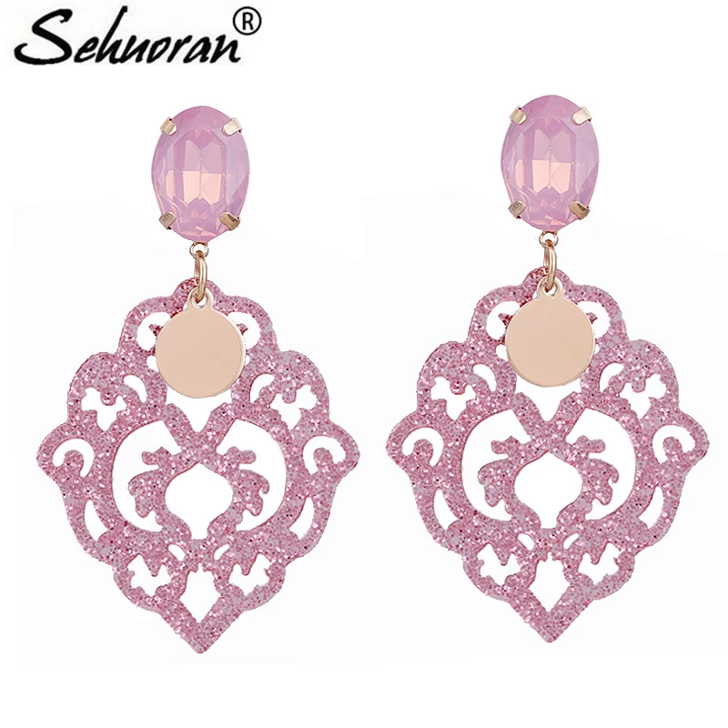 Sehuoran Brinco Brincos Originality Geometry Resin Engraving Drop Earrings For Women Elegant Design Jewelry Wholesale Earrings