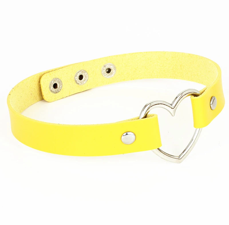 PU-Leder-Halskette, Geschenk für Frauen, holografisches Herz, Metall, Laser-Kragen, Halsband, Modeschmuck, bunt – Detail 13