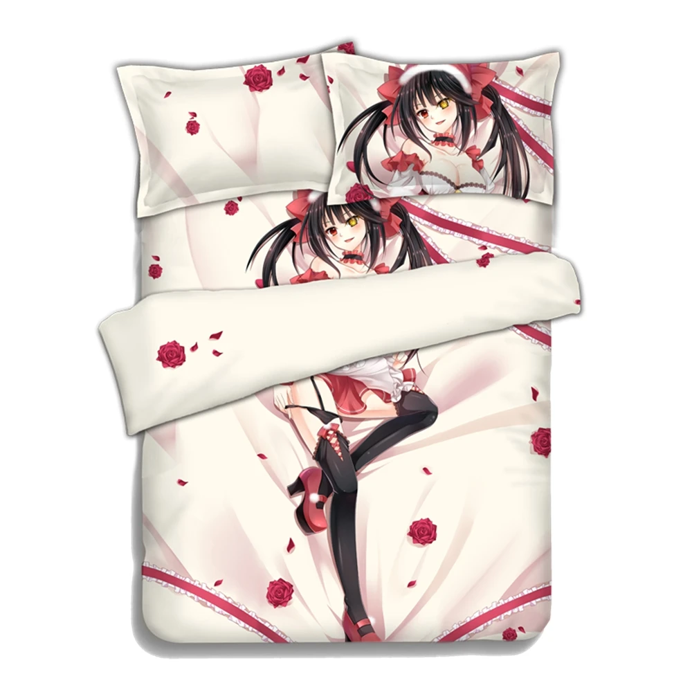 

Anime JK DATE A LIVE Tokisaki Kurumi Nightmare Christmas Girl Cosplay Bed Flat Sheet Quilt Cover PillowCase Bedding Set 4PCS