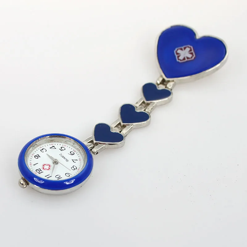 10pcs/Lot Bulk Wholesale Price New Hot Popular Mixed Color Fob Heart Nurse Brooch Pin Pocket Quartz Watch Wholesale 5 Colors