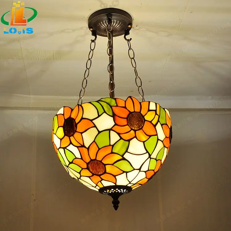 Continental 30CM Sunflowers Garden Glass Tiffanylamps Anti Chandeliers Bedroom Balcony Aisle Entrance Home Retro Ornaments