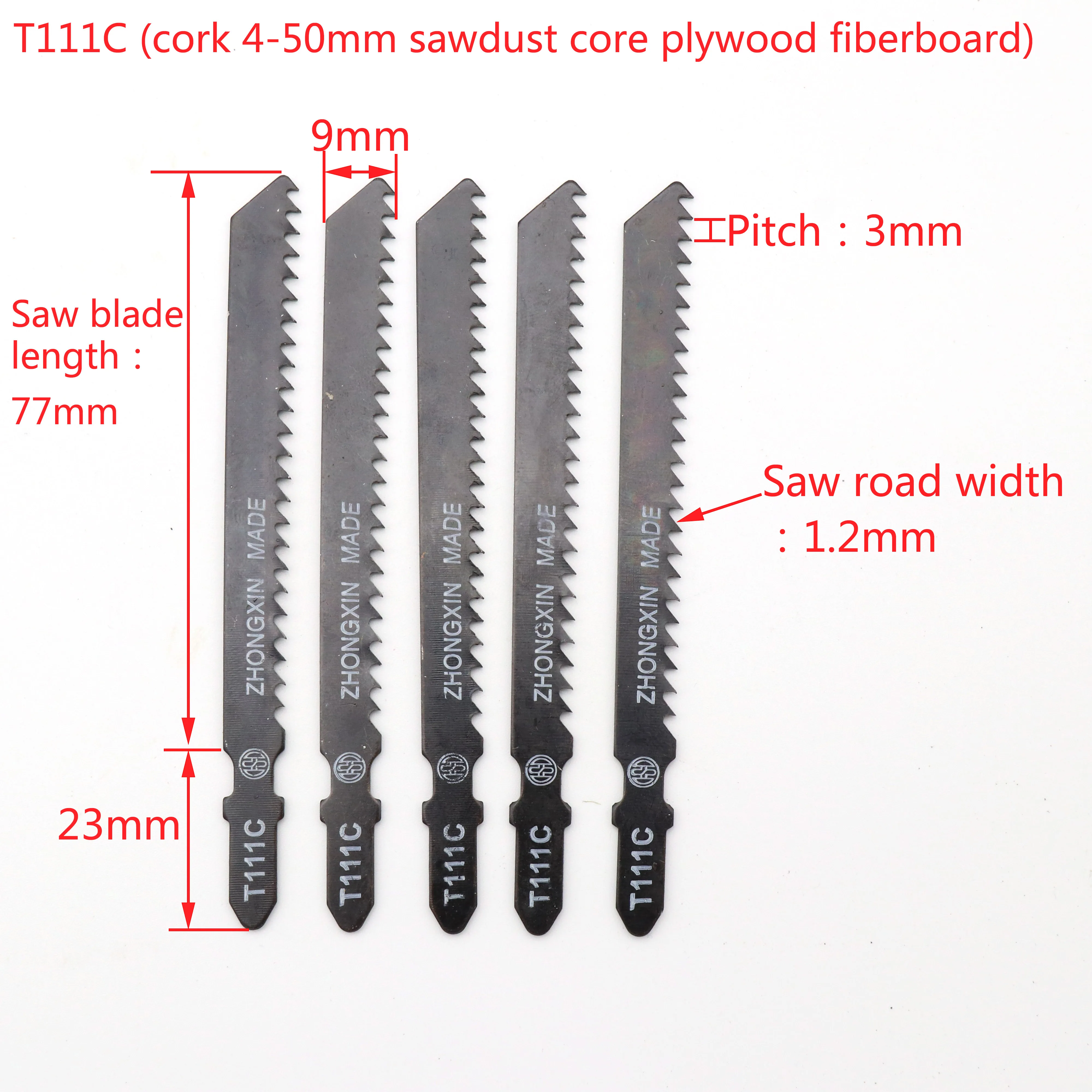 5pcs T-Shank Alloy Steel Hard Wood Metal Curve Cut Reciprocating Saw Blade Woodworking Hacksaw Jig Saw Blade Set Cutting Tool