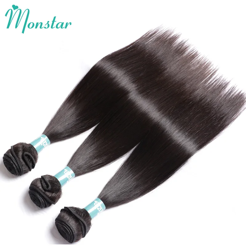 Monstar 1/3/4 PC Peruvian Straight Hair Bundles Remy 100% Human Hair Extensions Natural Color Weave 30 32 inch Human Hair Bundle