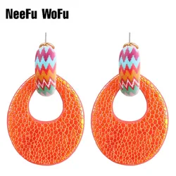 NeeFu WoFu Flash Leather Earrings Big for Woman Water Drop Earring Large Long Brincos Oorbellen Leopard Wholesale Accessories